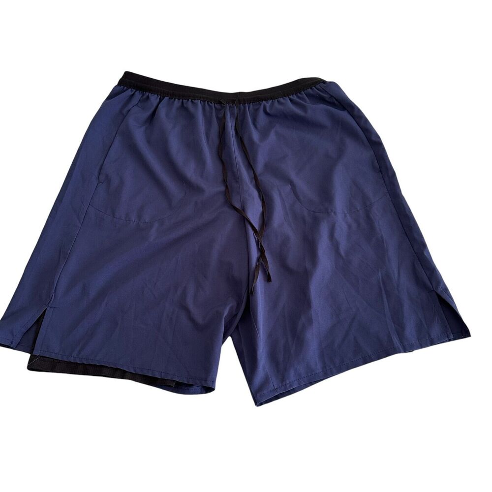 Linea Uomo Men Compression Running Cycling Blue Shorts Zip Back Pocket Size XXL